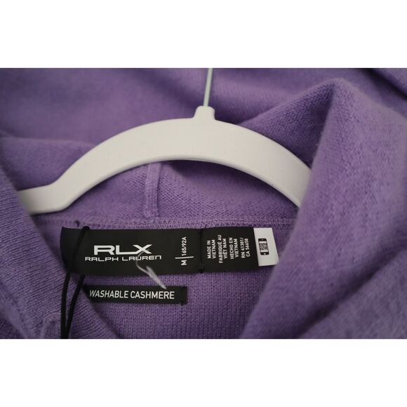 RLX Ralph Lauren Women’s Sz M Purple Washable Cashmere Hooded Sweater - Picture 3 of 9